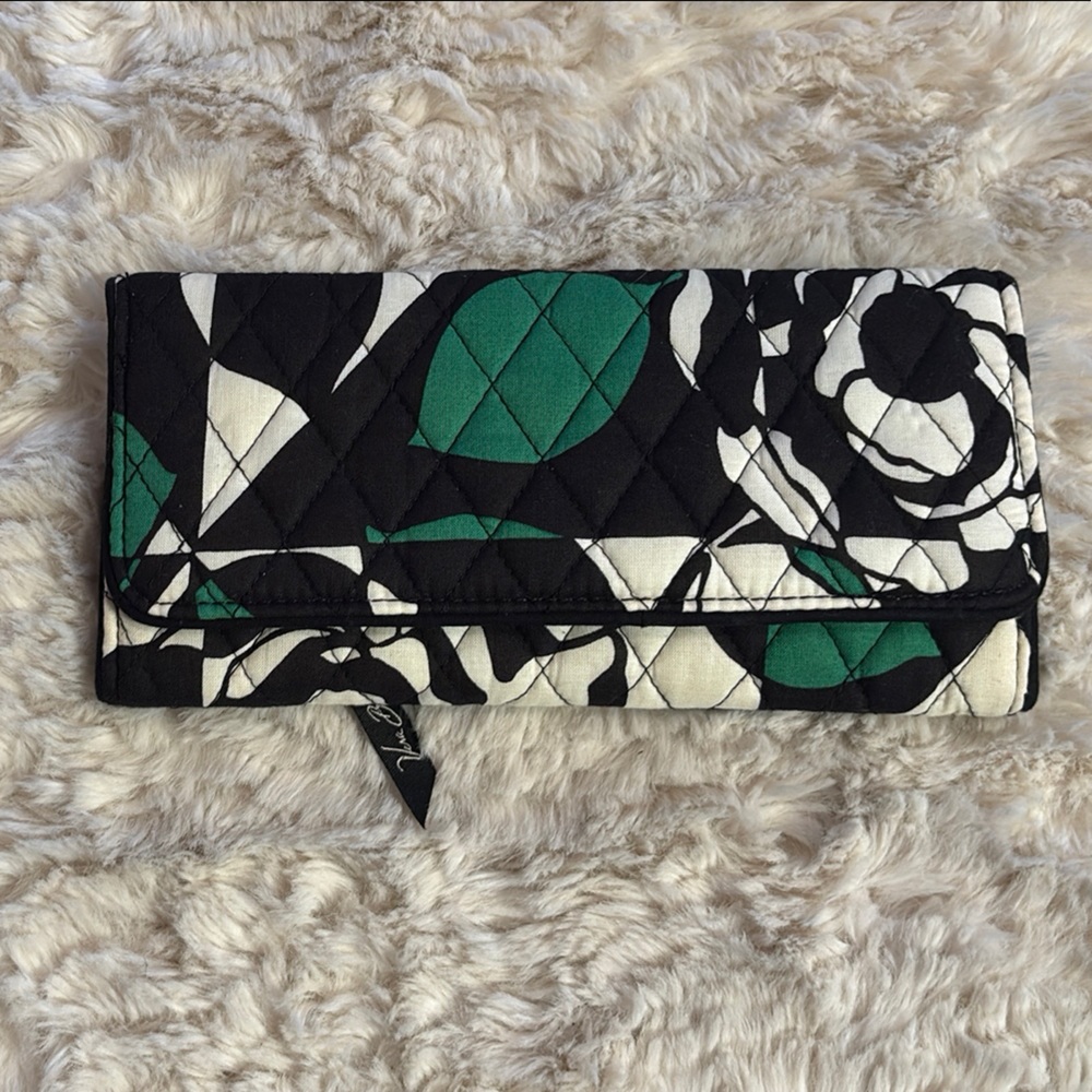 Vera Bradley Black and Green Floral Wallet